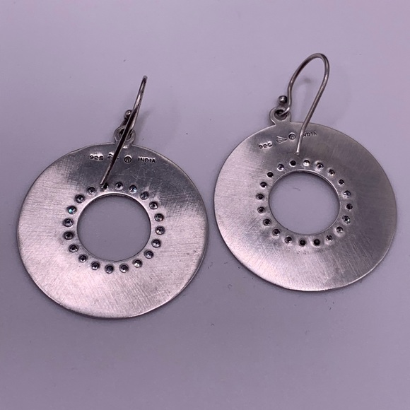 Silpada Vintage Textured Oxidized Sterling & Cubic Zirconia Disc Earrings - Picture 8 of 15